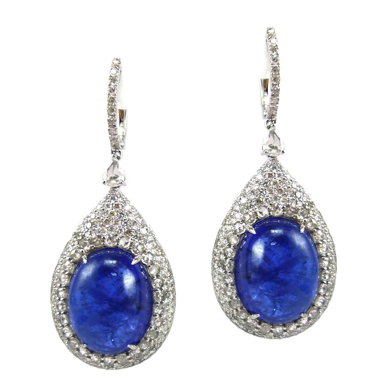 Tanzanite Diamond Drop Earrings For Sale