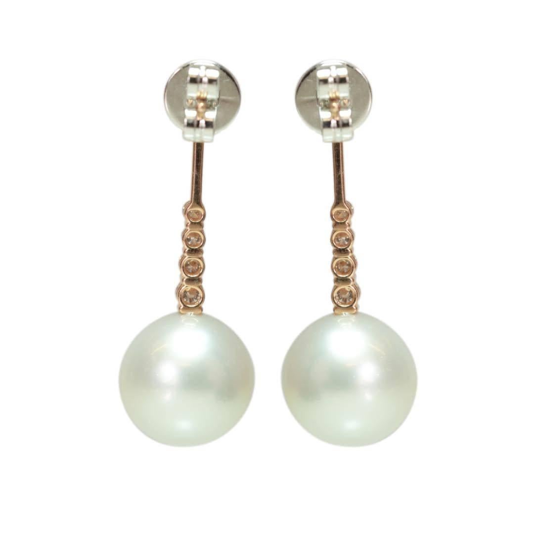 South Sea Pearl Diamond Drop Earring In New Condition For Sale In New York, NY