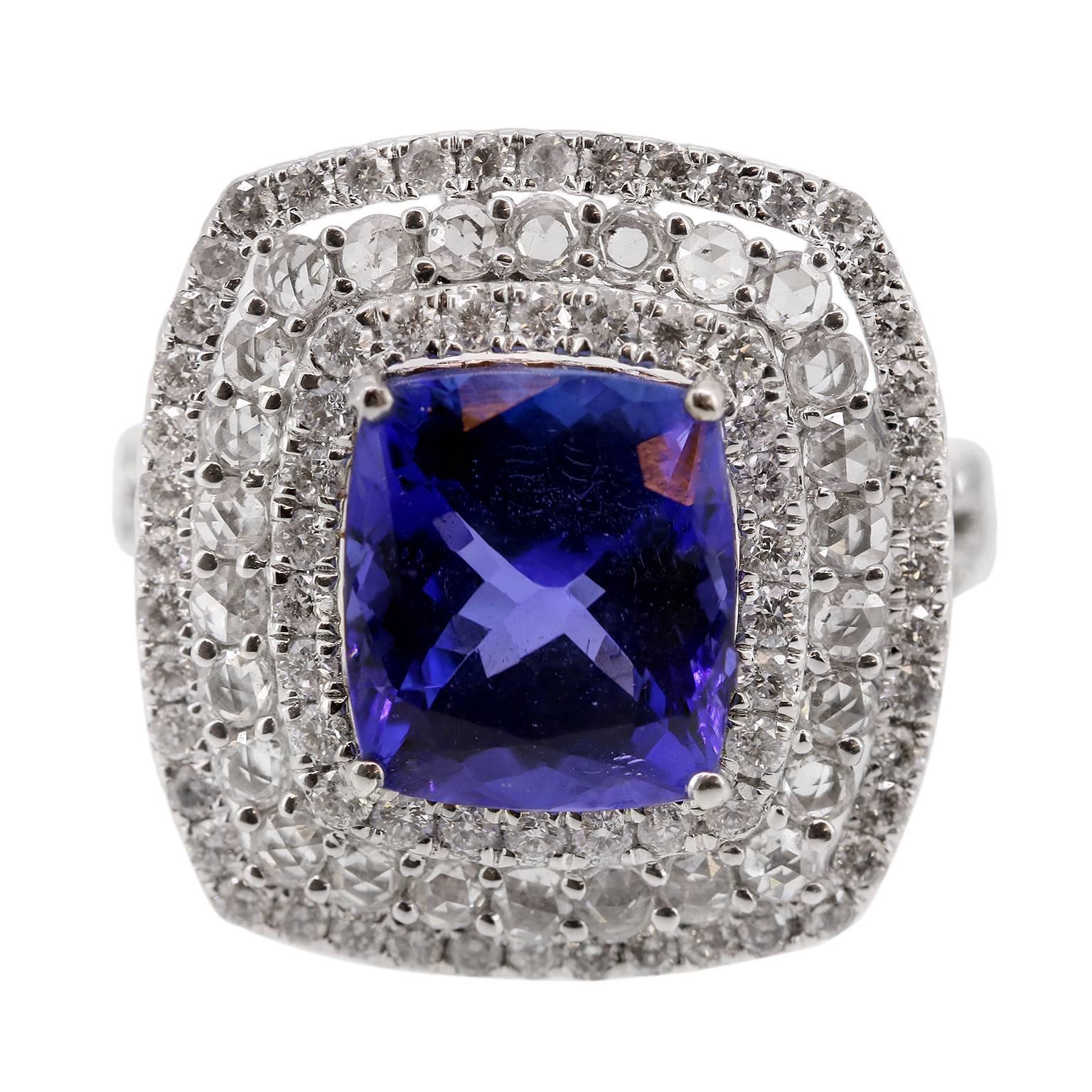 5.15 Carat Tanzanite Diamond Cocktail Ring In New Condition For Sale In New York, NY