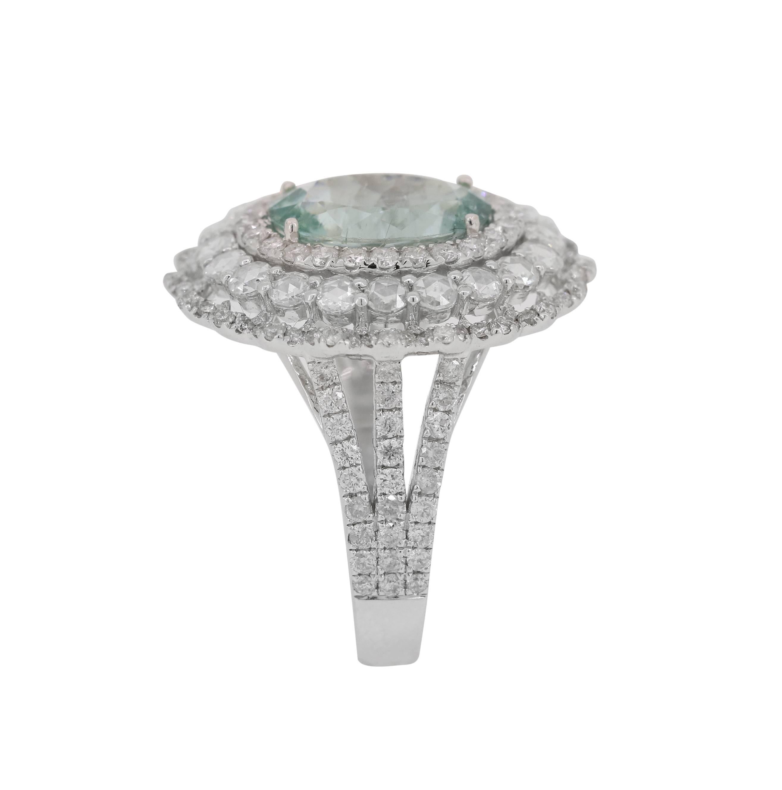 Women's Aquamarine Diamond Cocktail Ring For Sale