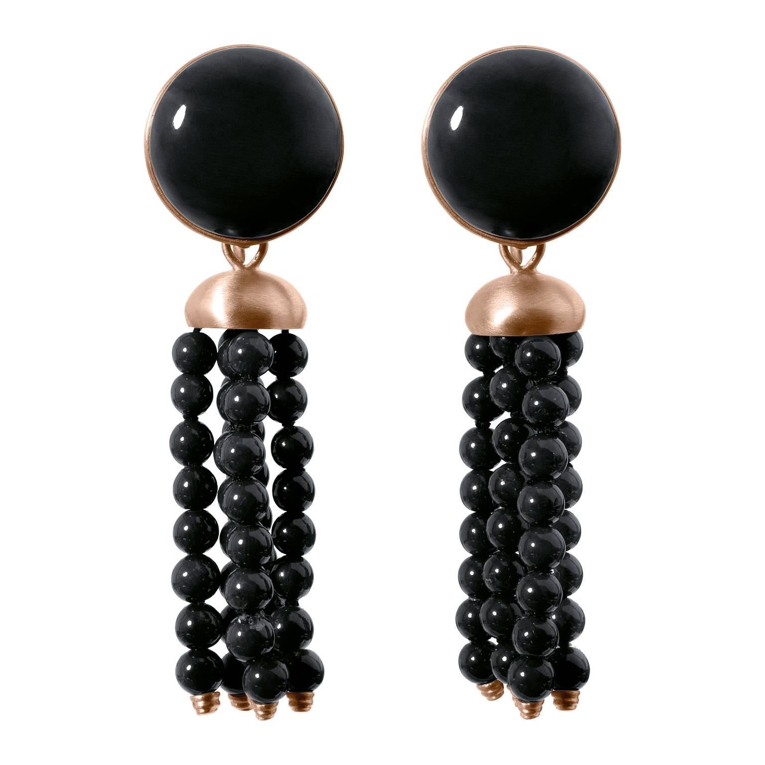 Roman Style Black Jade Black Coral Red Gold Earrings 