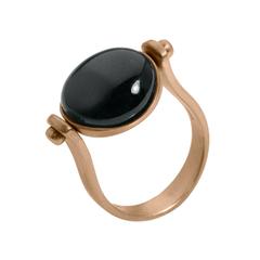 Roman Style Reversible Ring Black Jade Red 18Kt Gold 