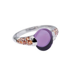 Amethyst Gemstone Orange Sapphire 18K Gold Ring