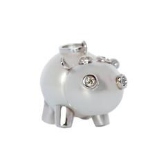 Hippo White Diamond Australian Pearl Gold Pendant