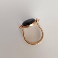 Roman Style Reversible Ring Black Jade Red 18Kt Gold
