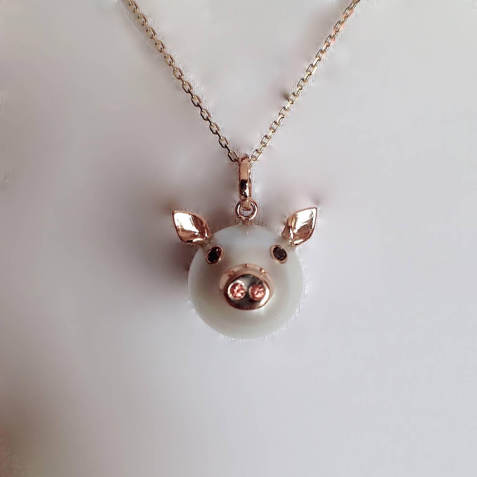 diamond pig necklace