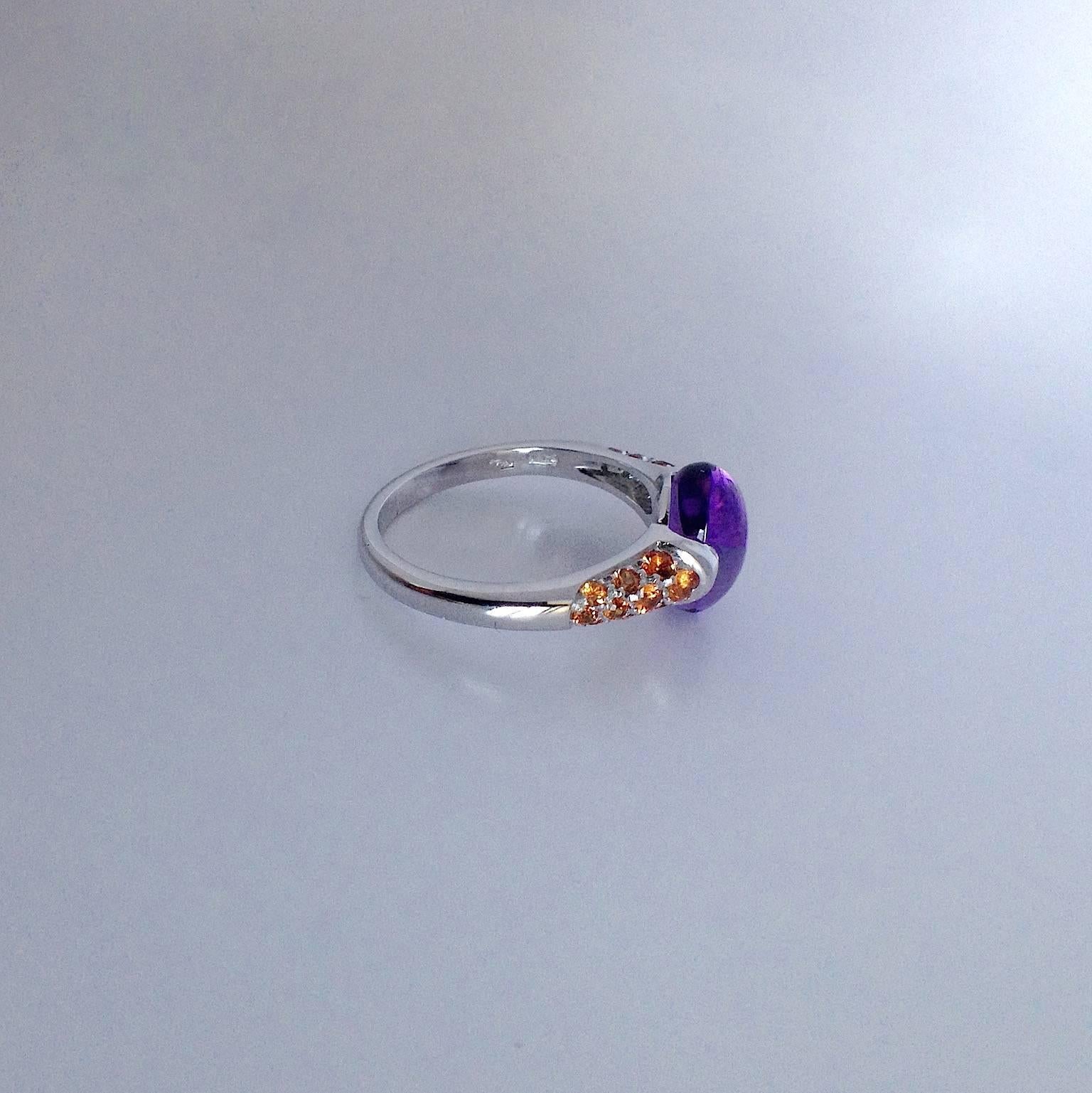 Women's Amethyst Gemstone Orange Sapphire 18K Gold Ring