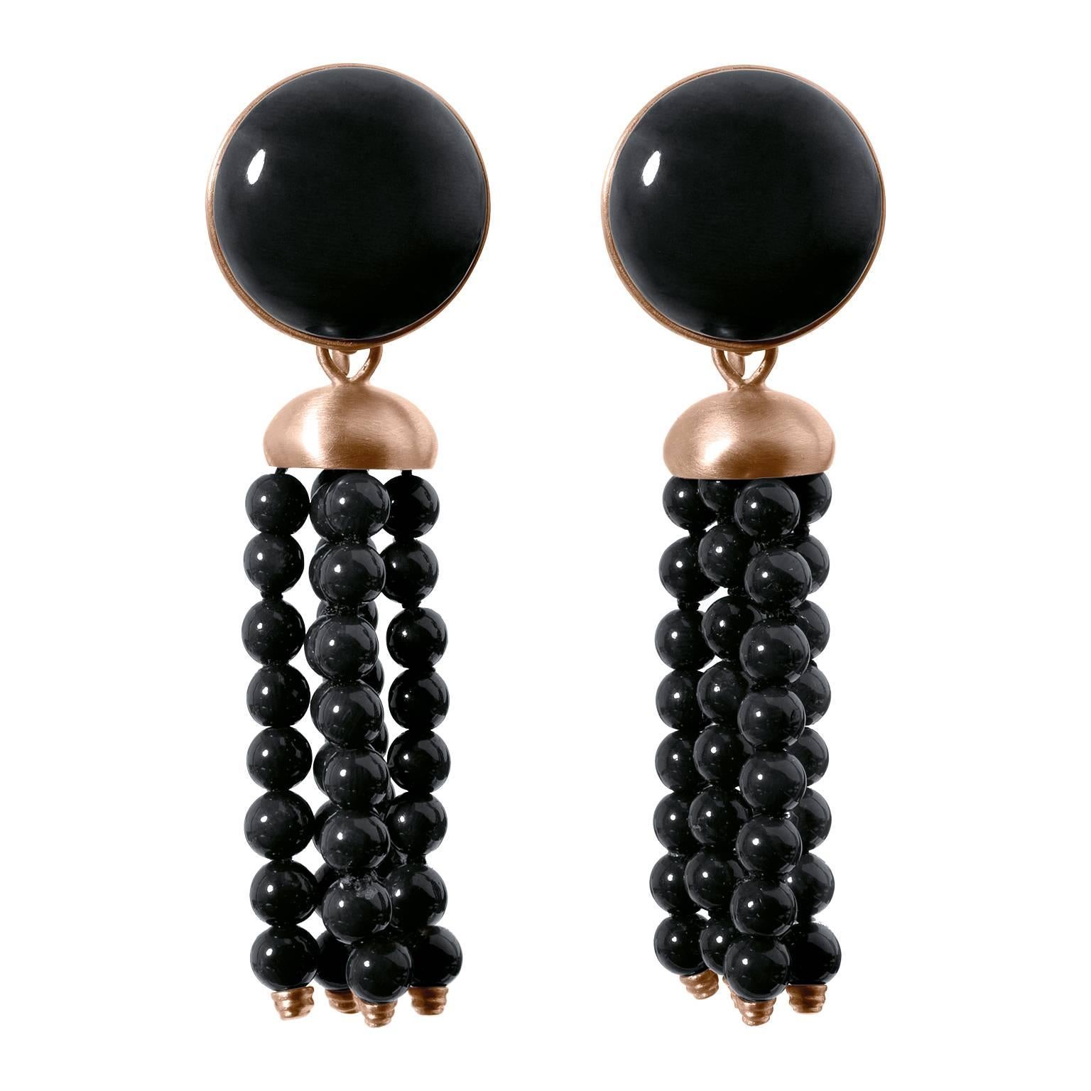 Made on order Black Jade Coral Red 18K Gold Detachable Stud Dangle Earrings