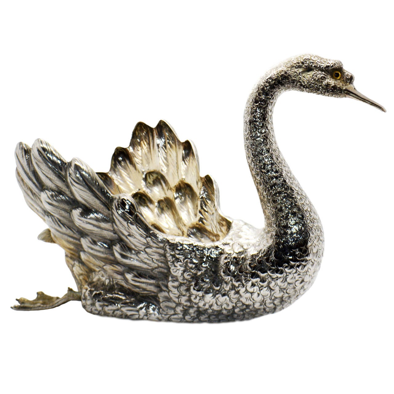 Buccellati Pair of Silver Swans In Excellent Condition In Roma, IT