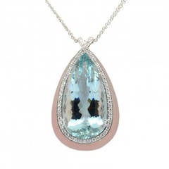 Margherita Burgener Aquamarine Chalcedony Diamond Pendant