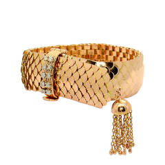 Retro Italian Diamond Gold Buckle Bracelet