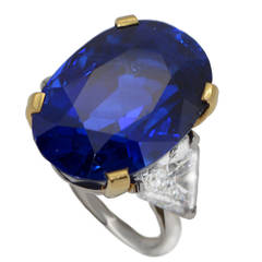 Spectacular Bulgari 34.09 Carat Unheated Sapphire Diamond Gold Ring