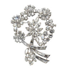 Italian Diamond Gold Flower Brooch