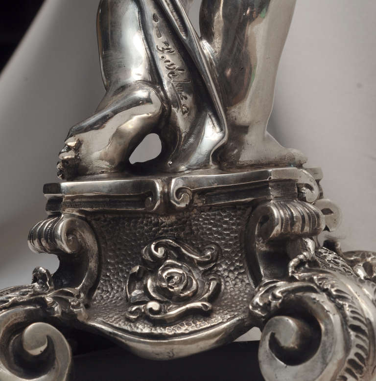 Two Italian Silver Putti In Excellent Condition For Sale In Roma, IT