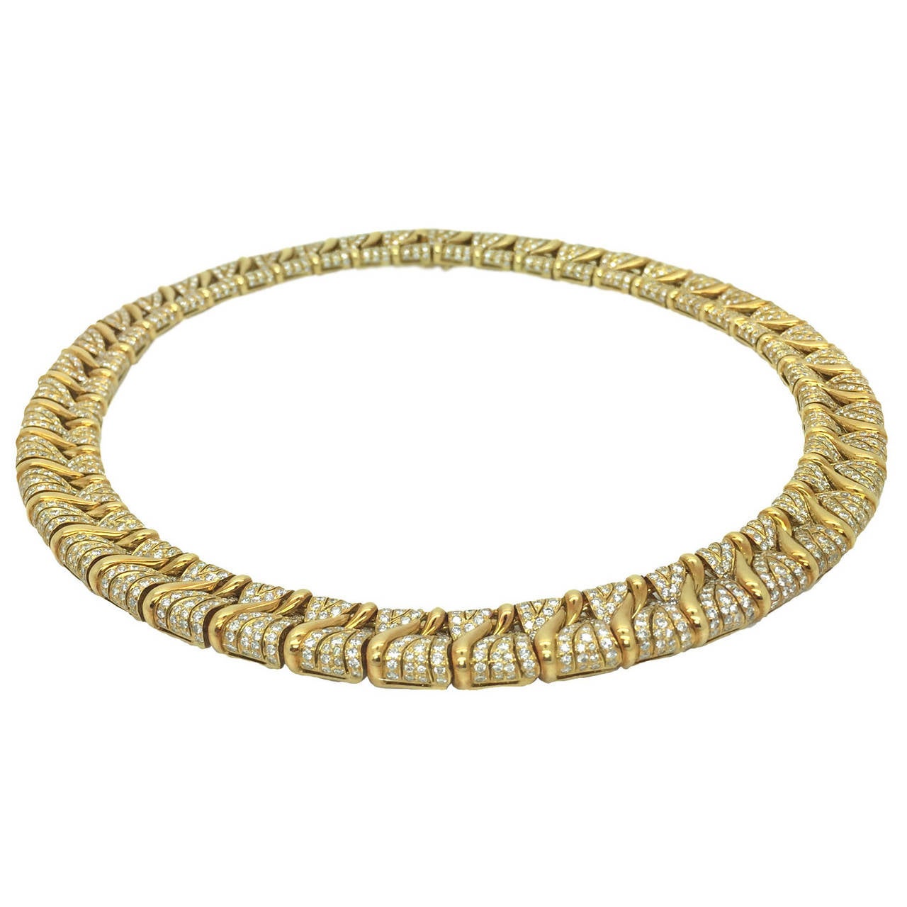 Bulgari Diamond Gold Choker Necklace For Sale