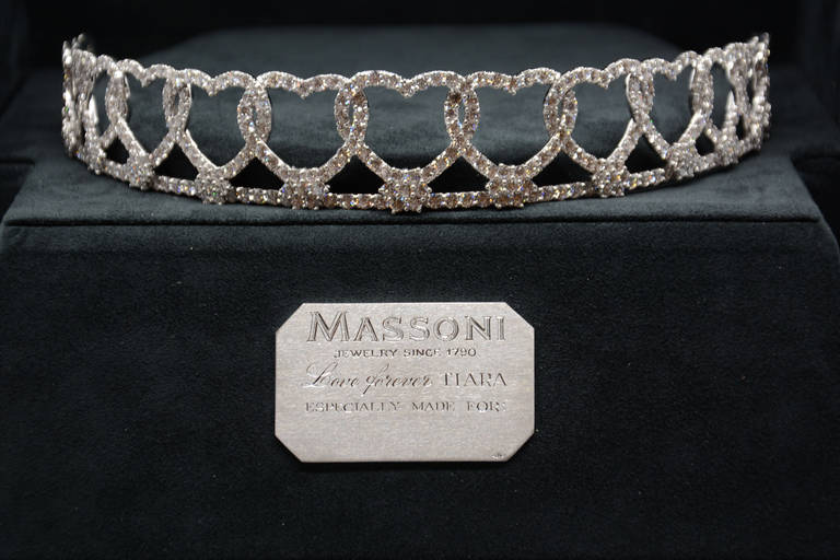 Massoni Rome Diamond Locking Hearts Tiara For Sale 1
