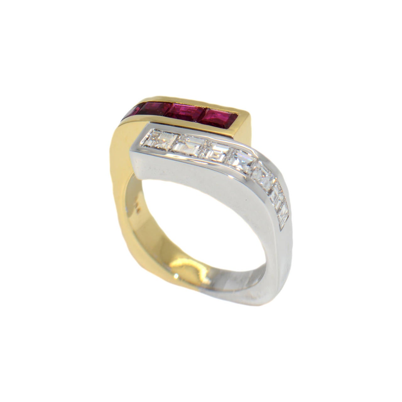 1960s Italian Diamond Ruby Gold Ring