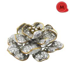 1970s Italian Diamond Gold Brooch