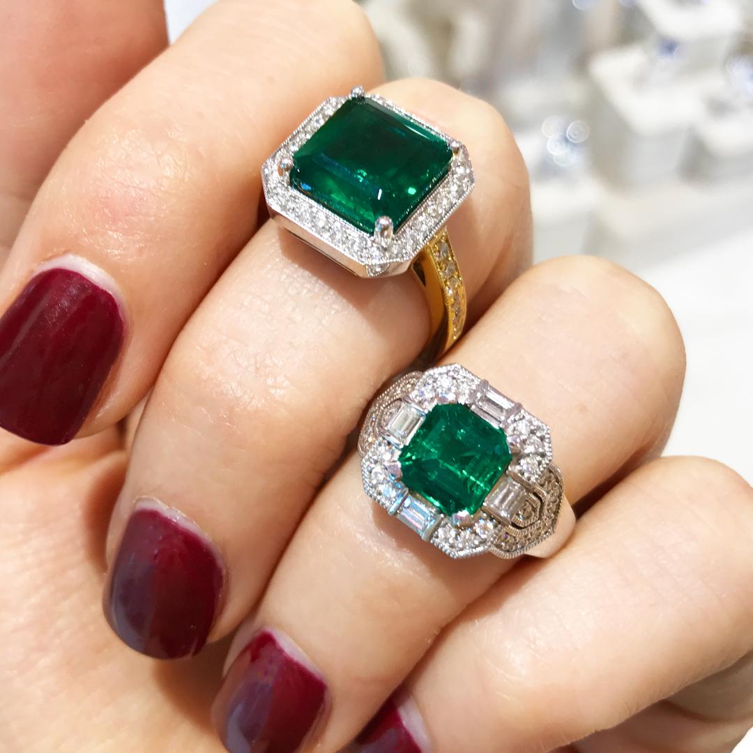 1.70 Carat Emerald and 18 Carat White Gold Diamond Art Deco Ring In New Condition For Sale In Woollahra, New South Wales