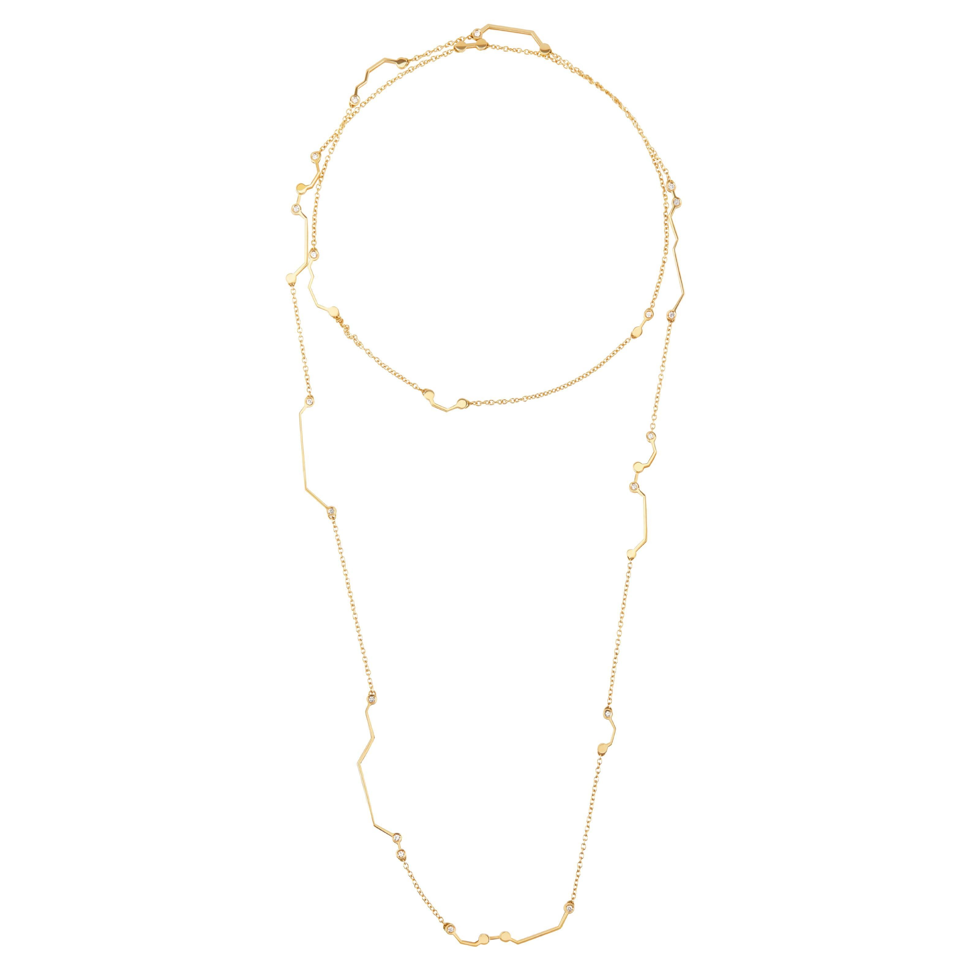 Nathalie Jean Contemporary 0.468 Carat Diamond Yellow Gold Link Chain Necklace For Sale
