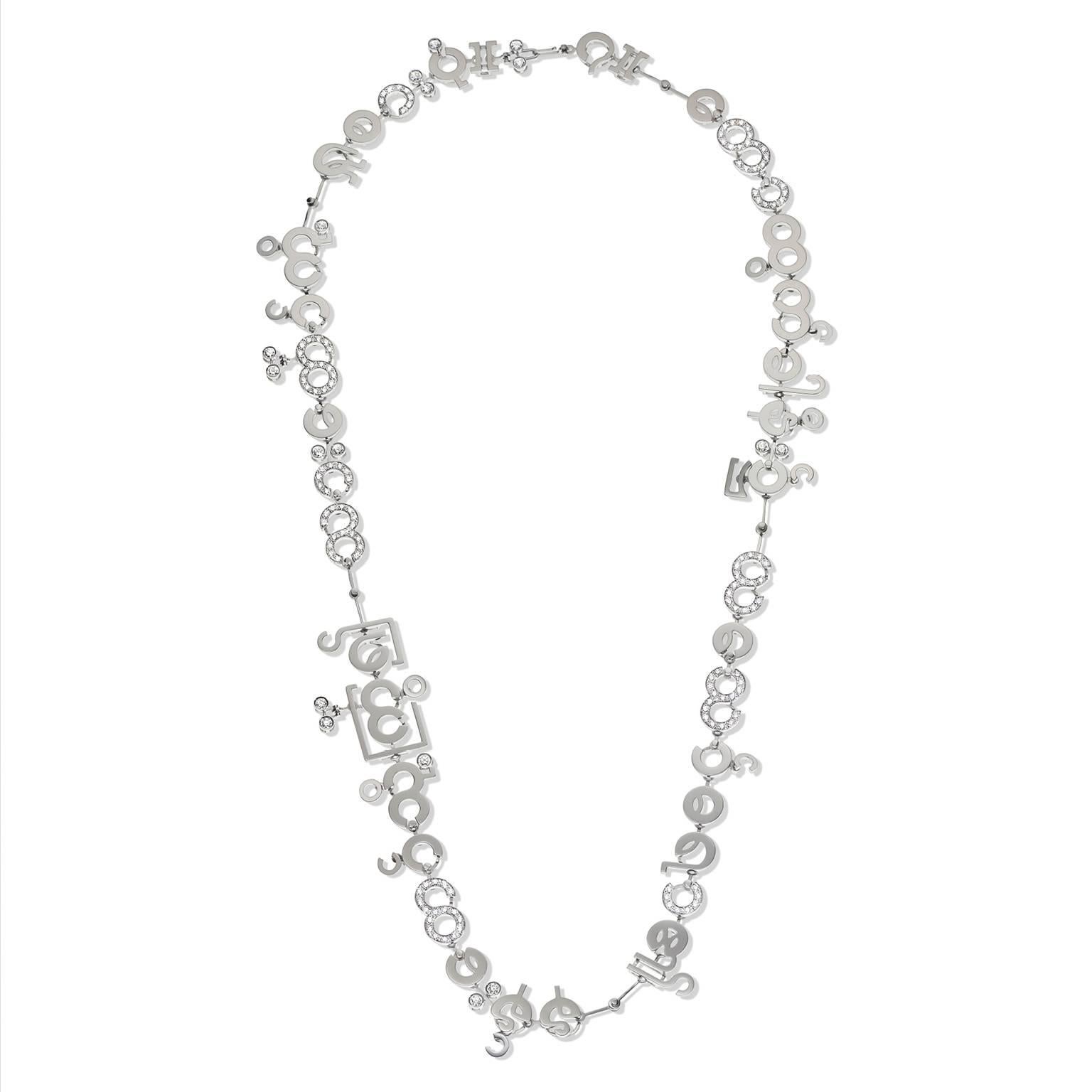 Nathalie Jean Contemporary 4, 24 Carat Diamond White Gold Chain Drop Necklace 2