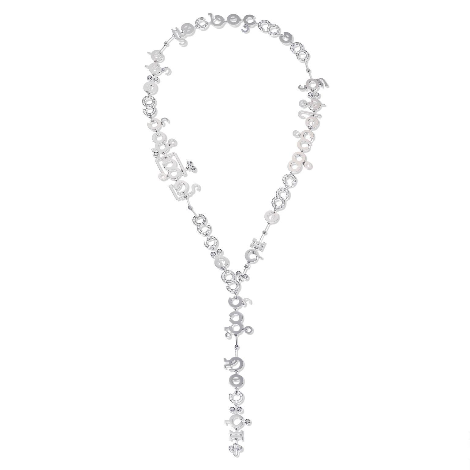 Nathalie Jean Contemporary 4, 24 Carat Diamond White Gold Chain Drop Necklace 3