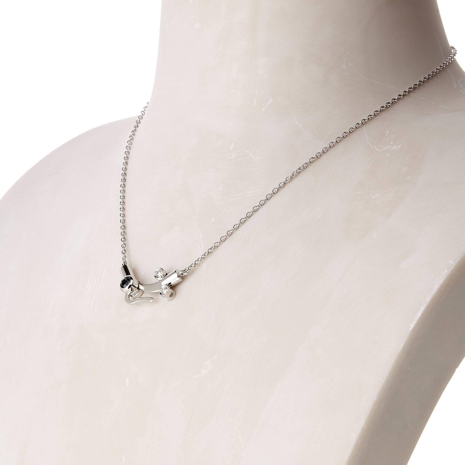 Nathalie Jean 0, 1 Carat Diamond Tourmaline Gold Pendant Drop Dangle Necklace 1