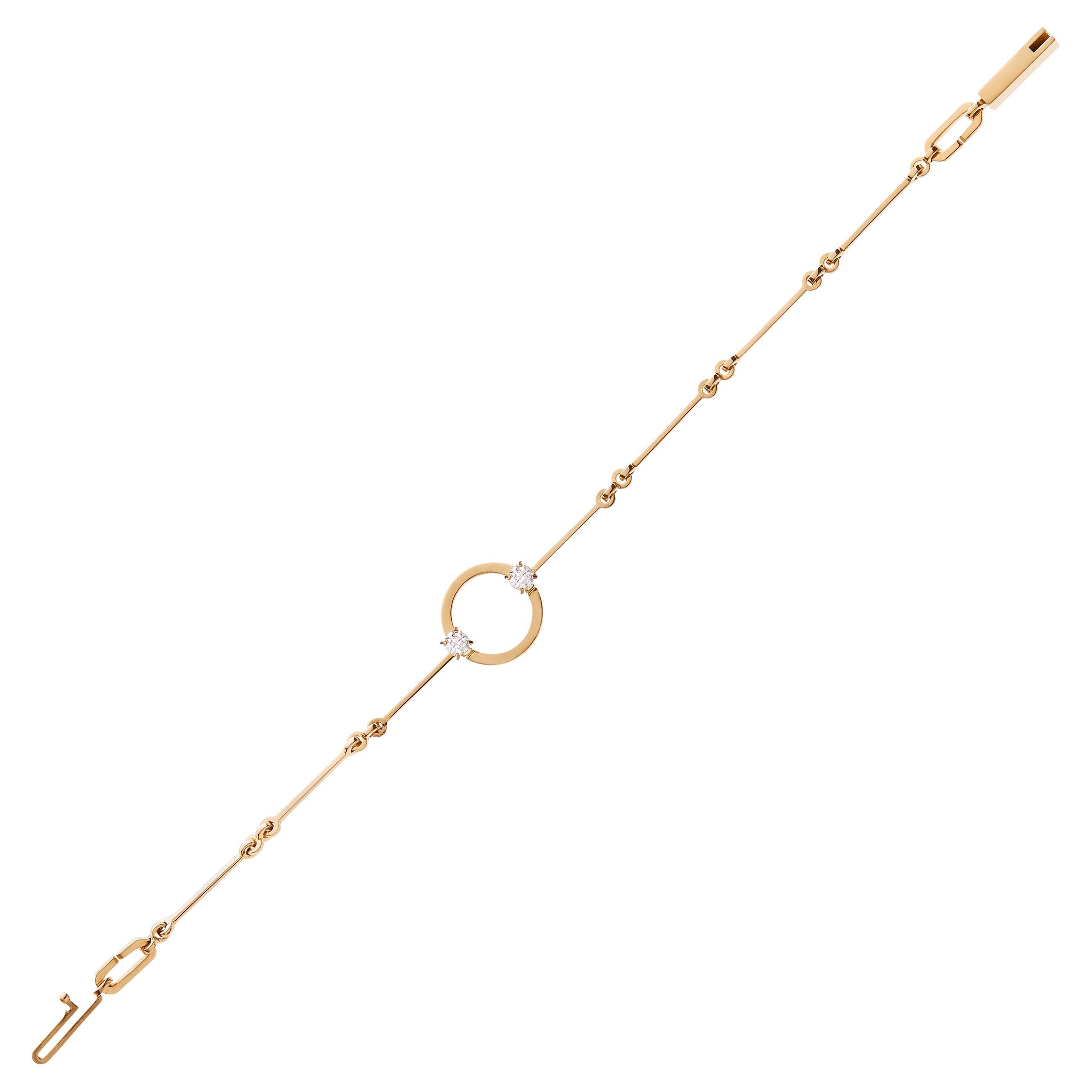 Nathalie Jean Contemporary 0.2 Carat Diamond Gold Drop Link Bracelet