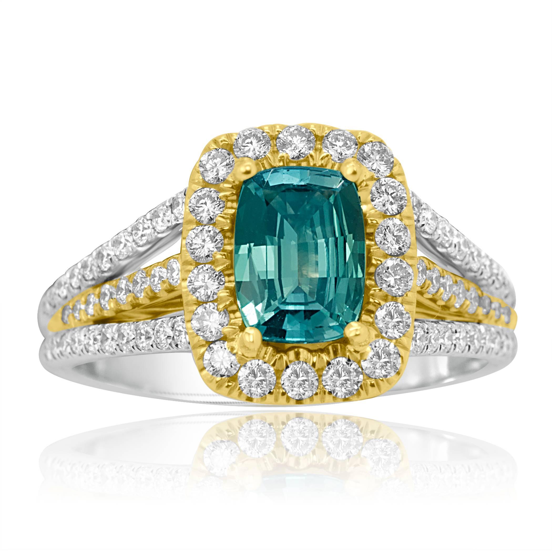 Modern GIA Certified 1.01 Carat Alexandrite Cushion Diamond Two Color Gold Ring