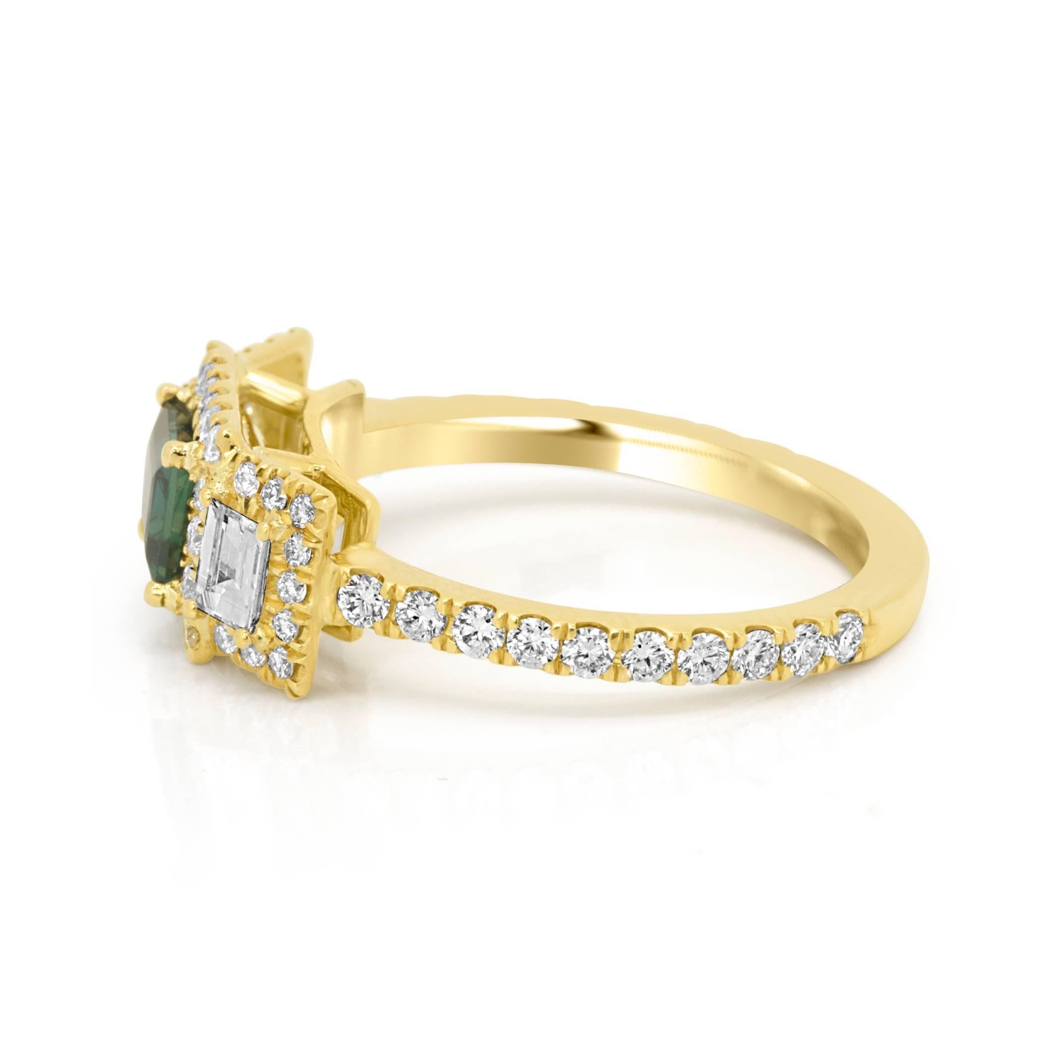 Alexandrite Diamond Halo Gold Ring 3