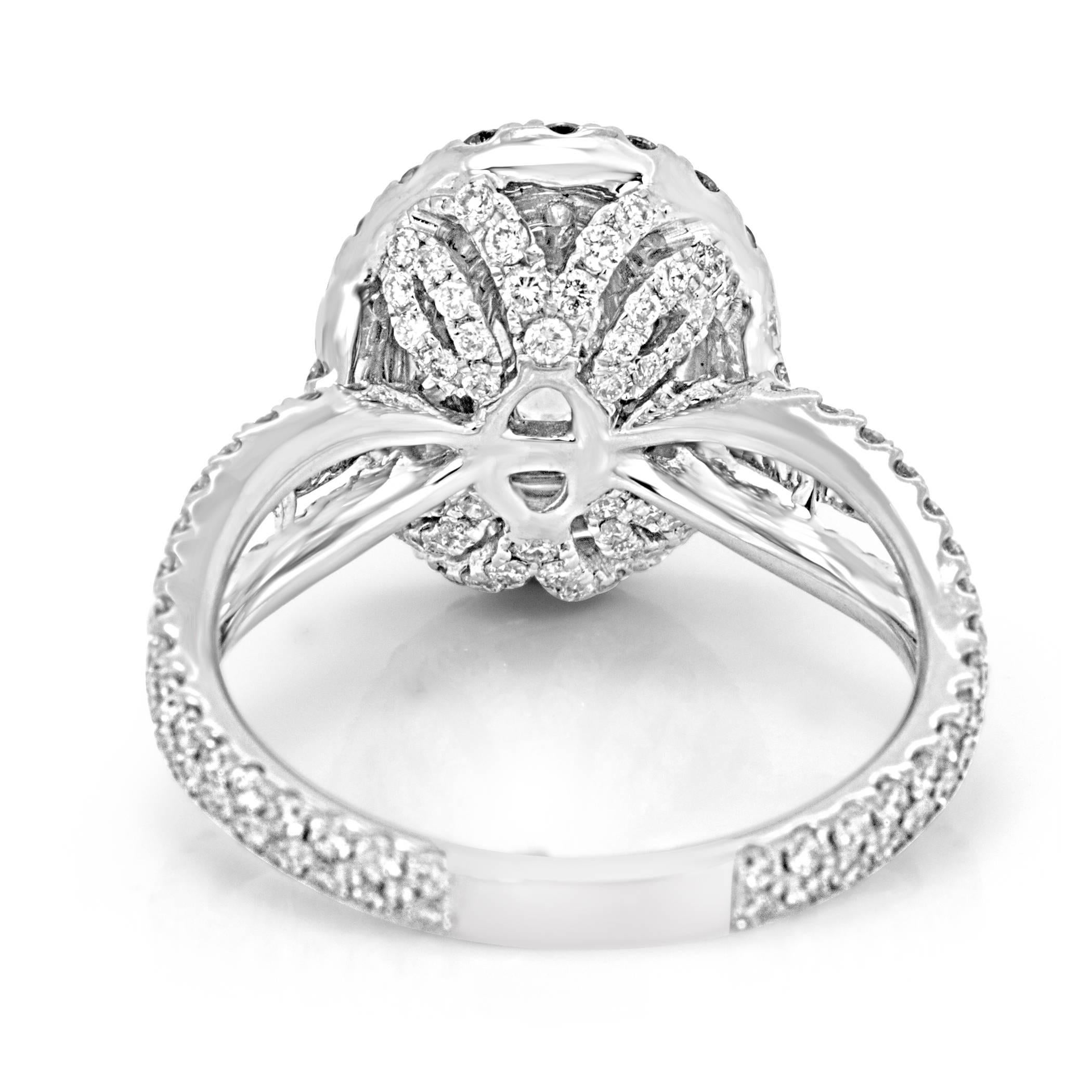 Oval Cut Diamond Oval Double Halo White Gold Engagement Bridal Fashion Cocktail Ring