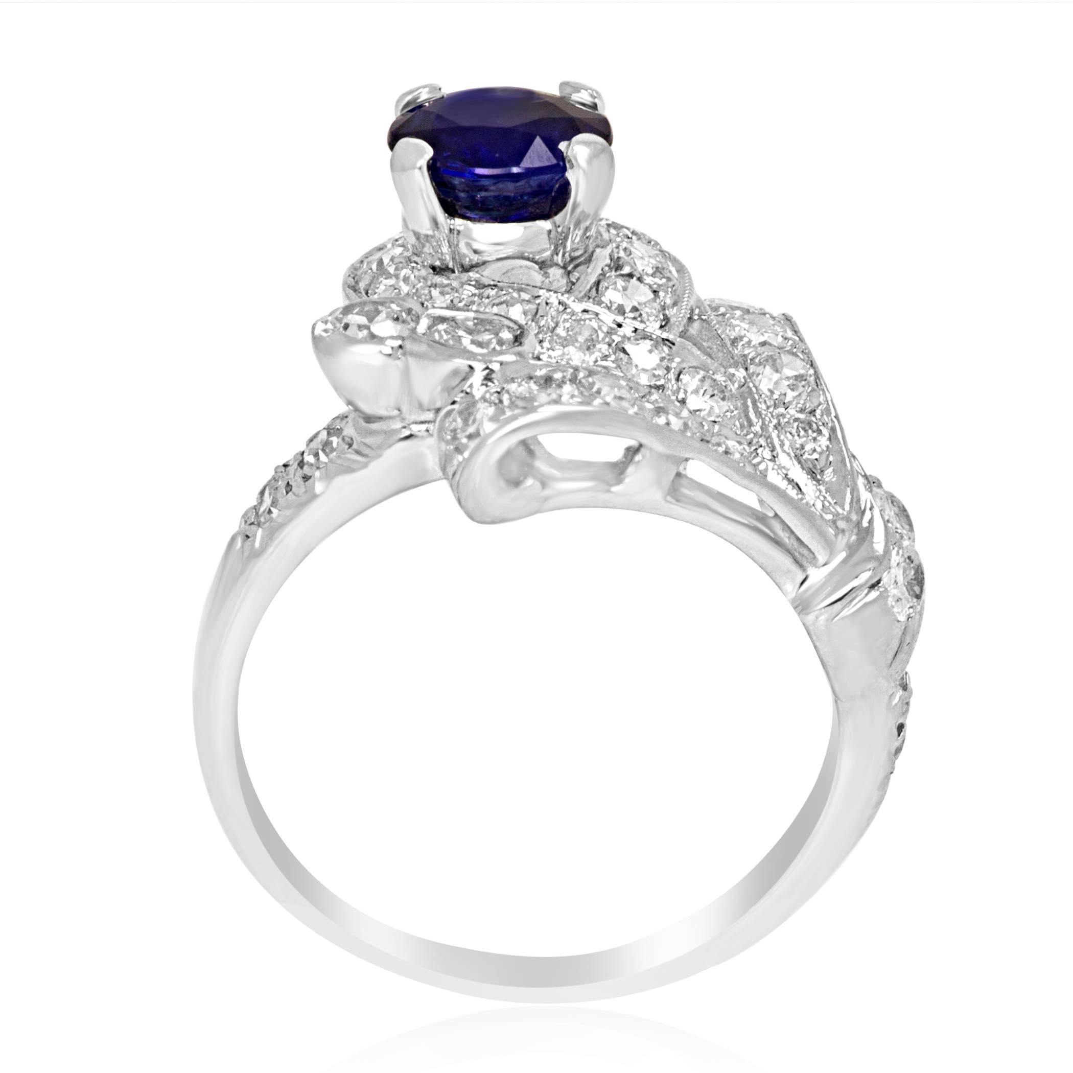 Sapphire Diamond Platinum Ring 1