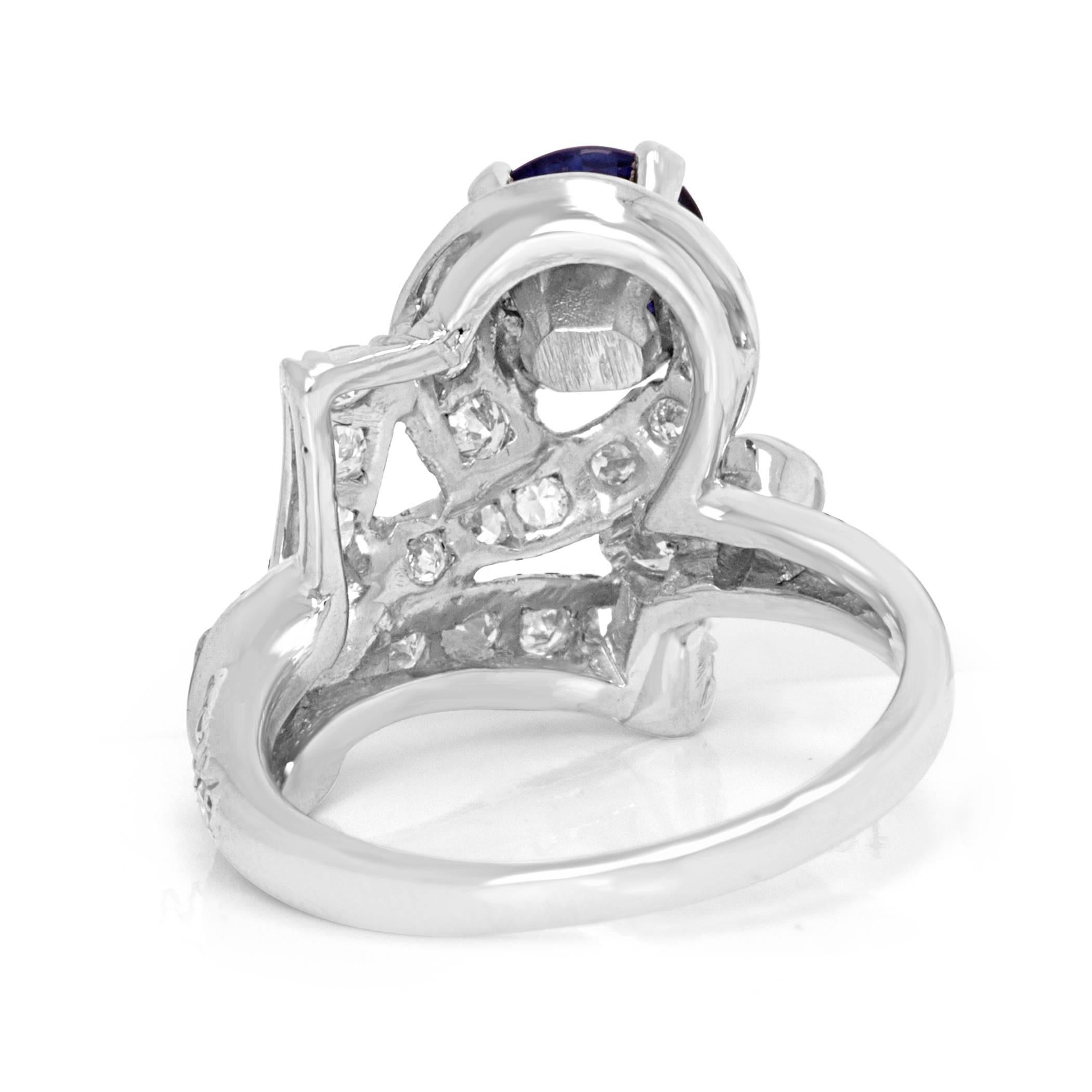 Sapphire Diamond Platinum Ring 2