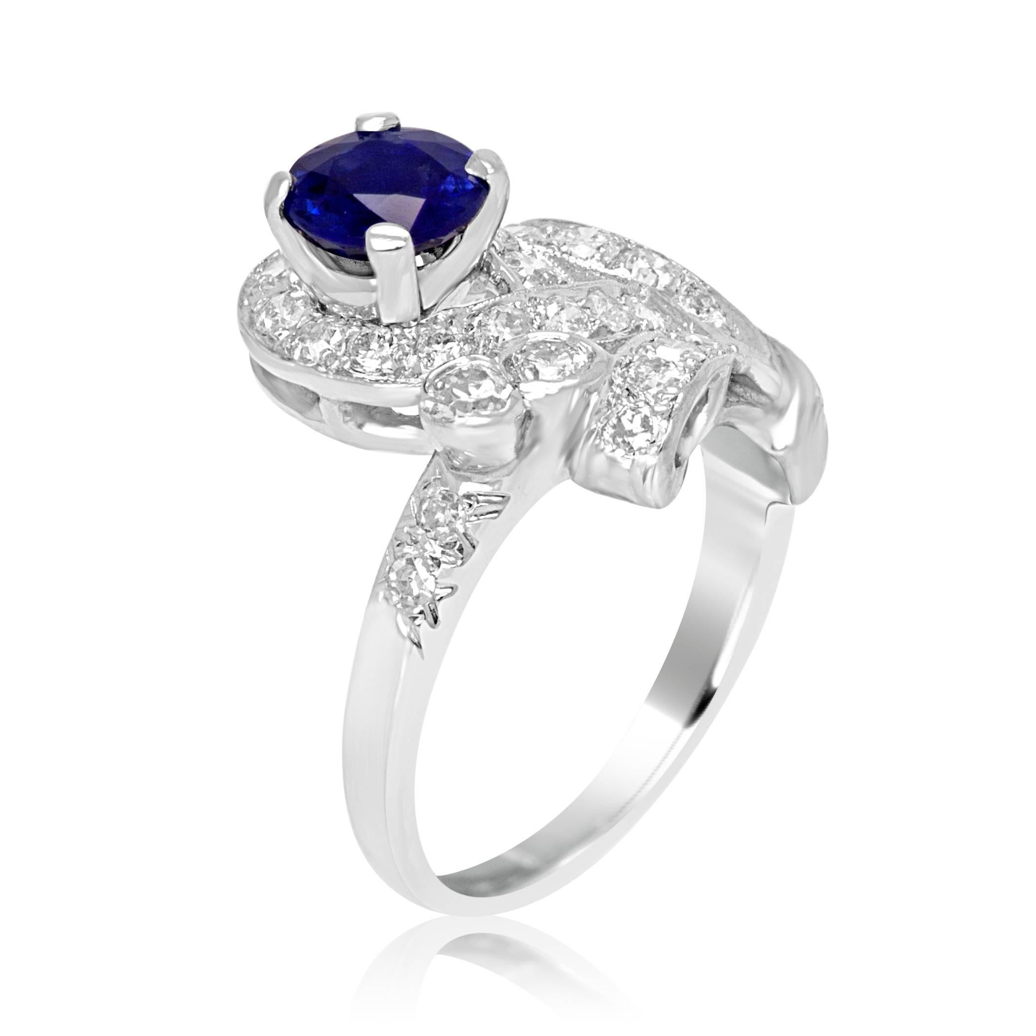 Women's Sapphire Diamond Platinum Ring