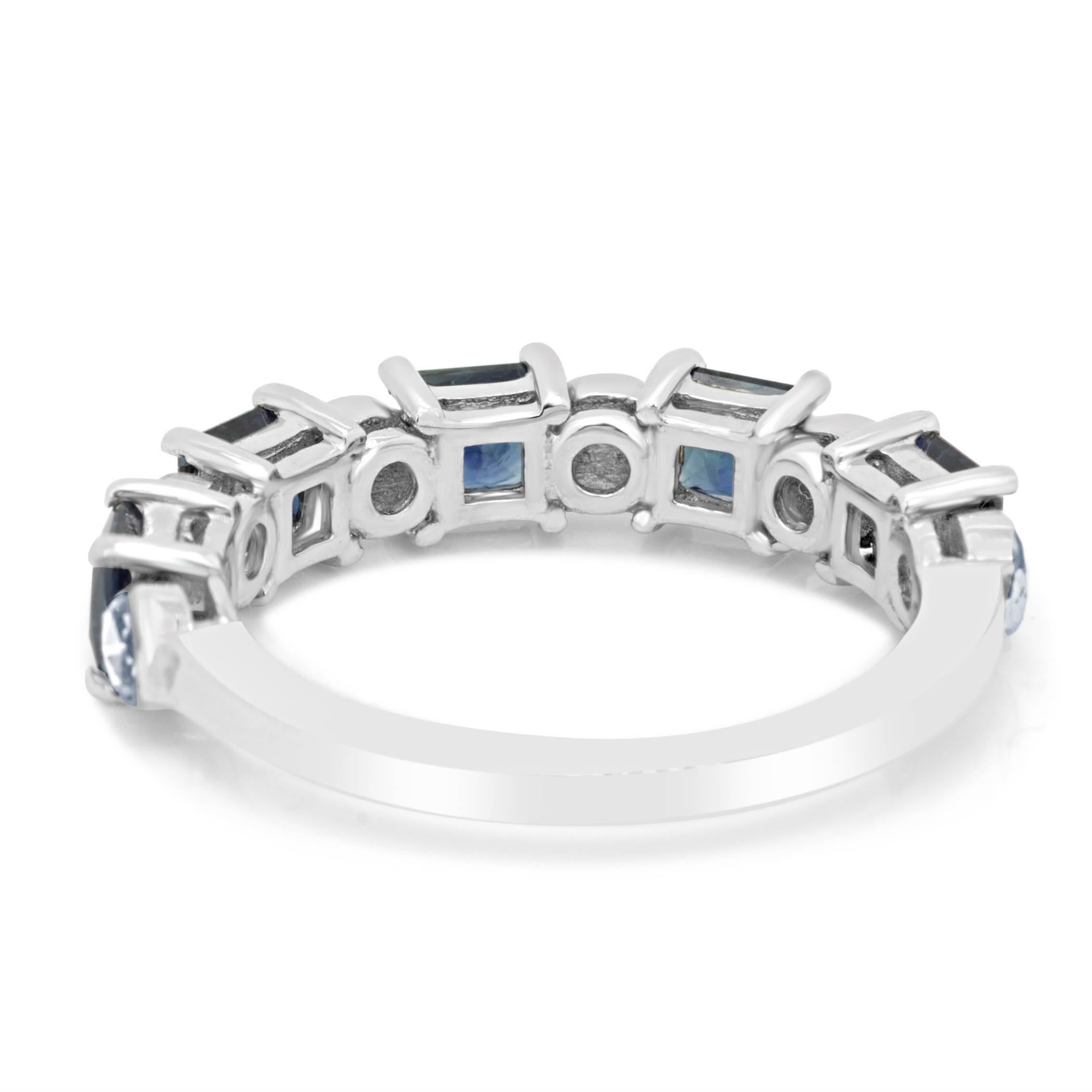 Women's or Men's Blue Sapphire Princess Cut Diamond Rosecut Fashion Band Gold Ring