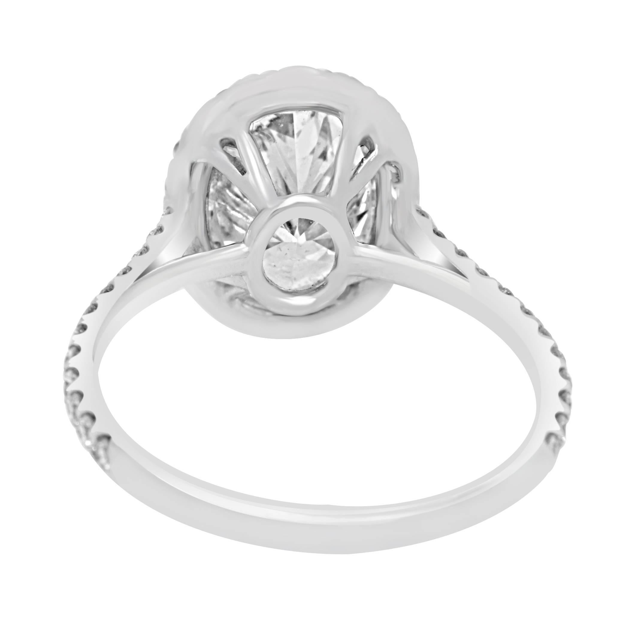 Certified 2.48 Carat Oval Diamond Halo White Gold Bridal Fashion Cocktail Ring 1