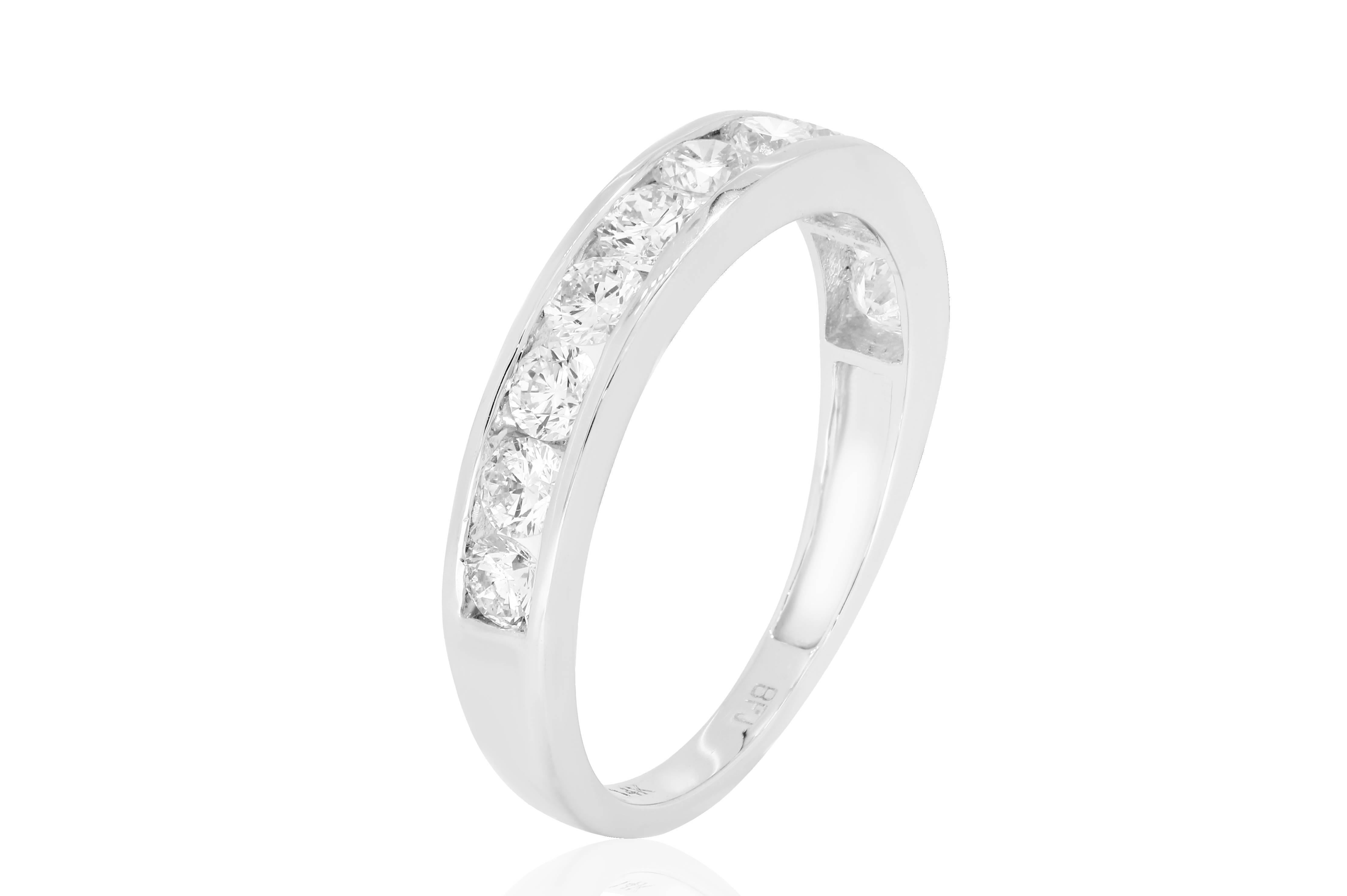 A True Classic 11 White Diamond Rounds GH Color VS-SI Clarity 0.25 Carat Channel set in 14k White gold Fashion Cocktail Bridal Band Ring.

Style available in different price ranges. Prices are based on your selection of 4C's Cut, Color, Carat,