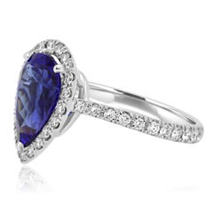Tanzanite Diamond Single Halo Gold Ring