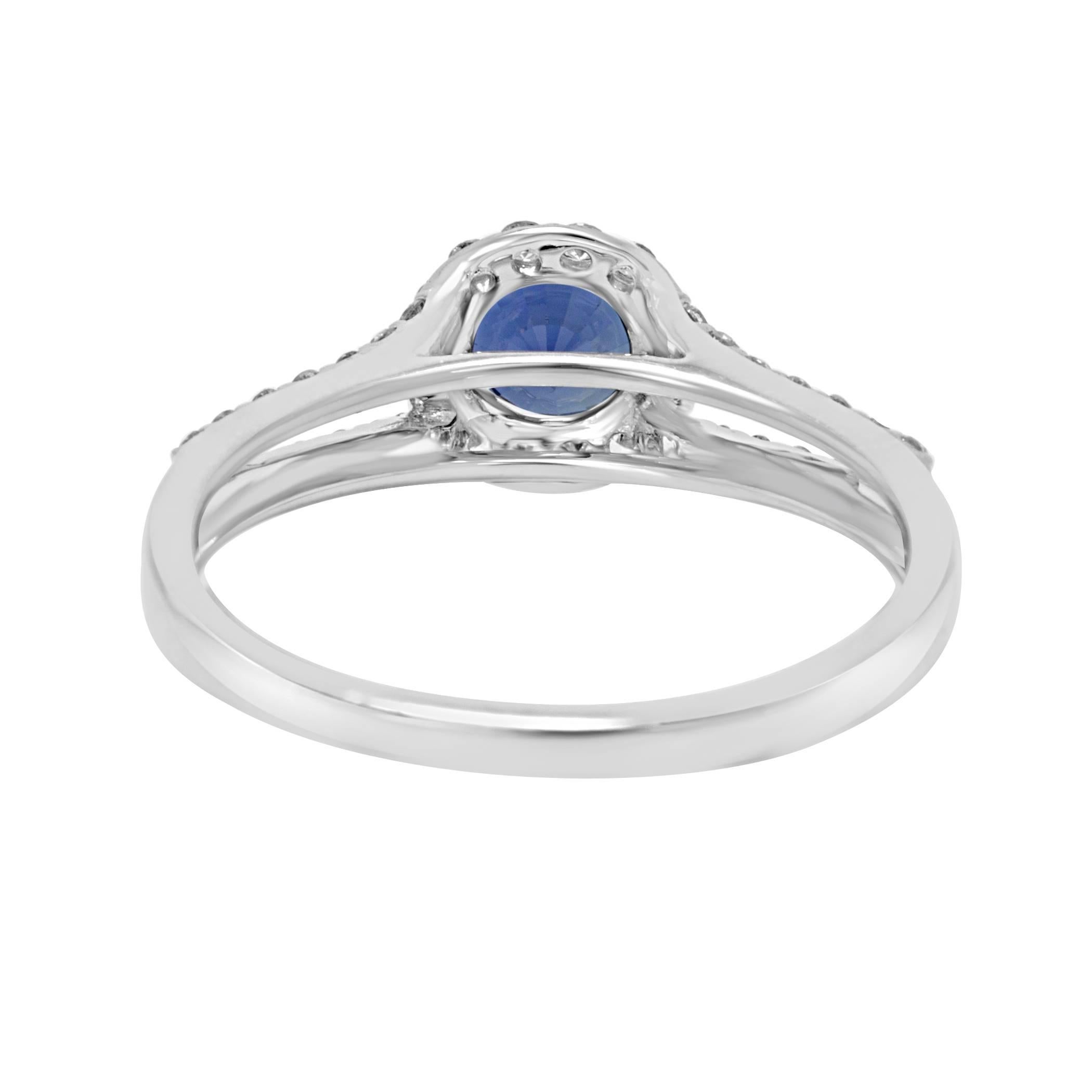 Women's Sapphire Diamond Single Halo Gold Ring