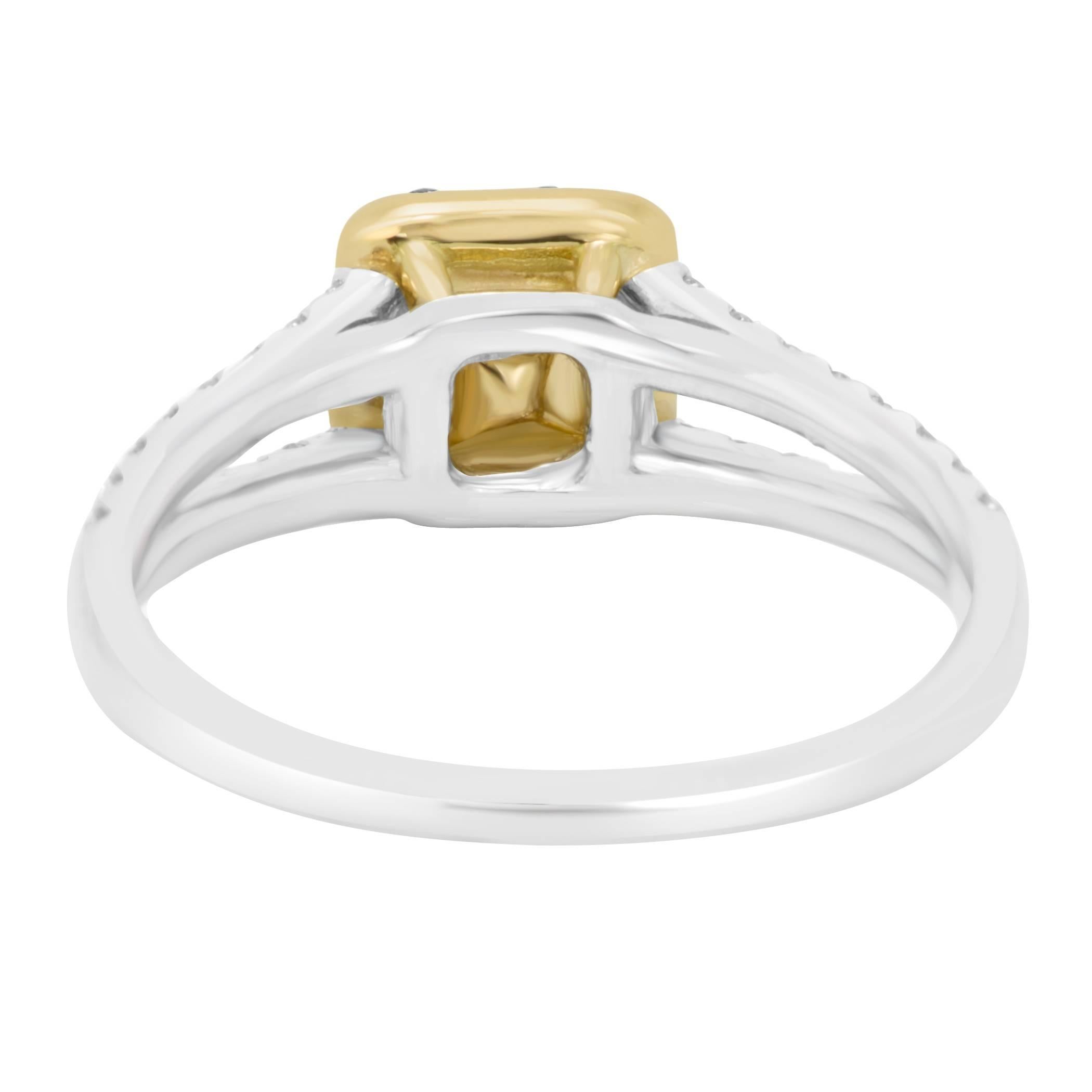 Women's or Men's Sapphire Round White Diamond Halo Two Color Gold Bridal Fashion Cocktail Ring