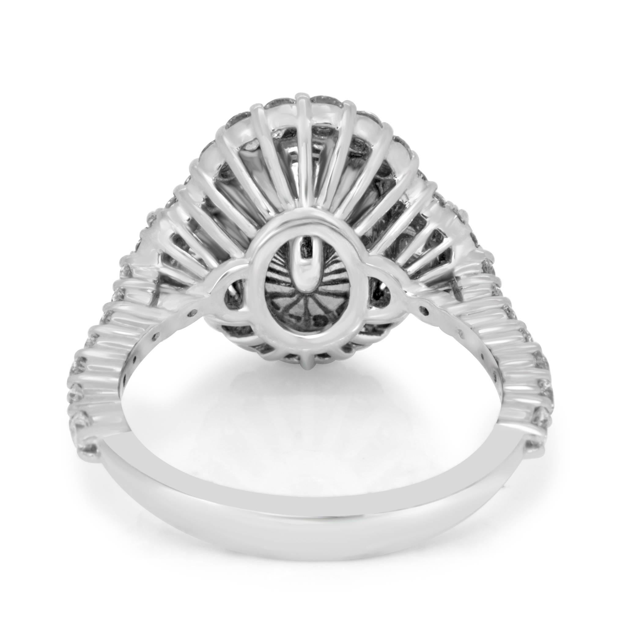 Tanzanite Oval White Diamond Round Three-Stone Bridal Fashion Halo Gold Ring 1
