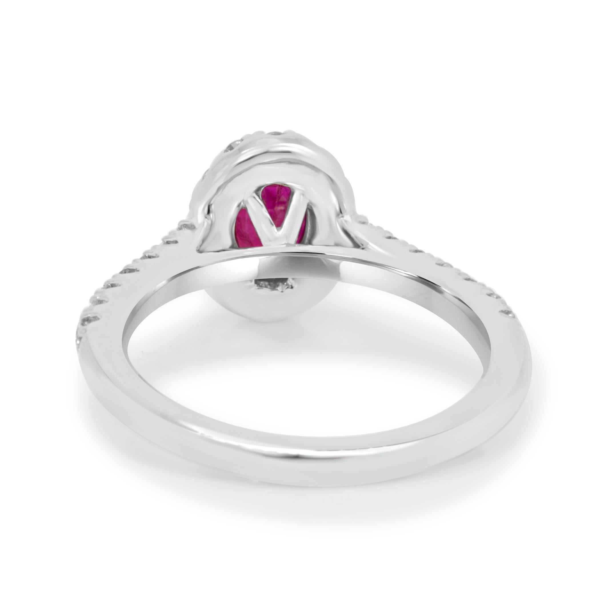 Women's Ruby Oval White Diamond Round Halo Bridal Cocktail Fashion Gold Ring