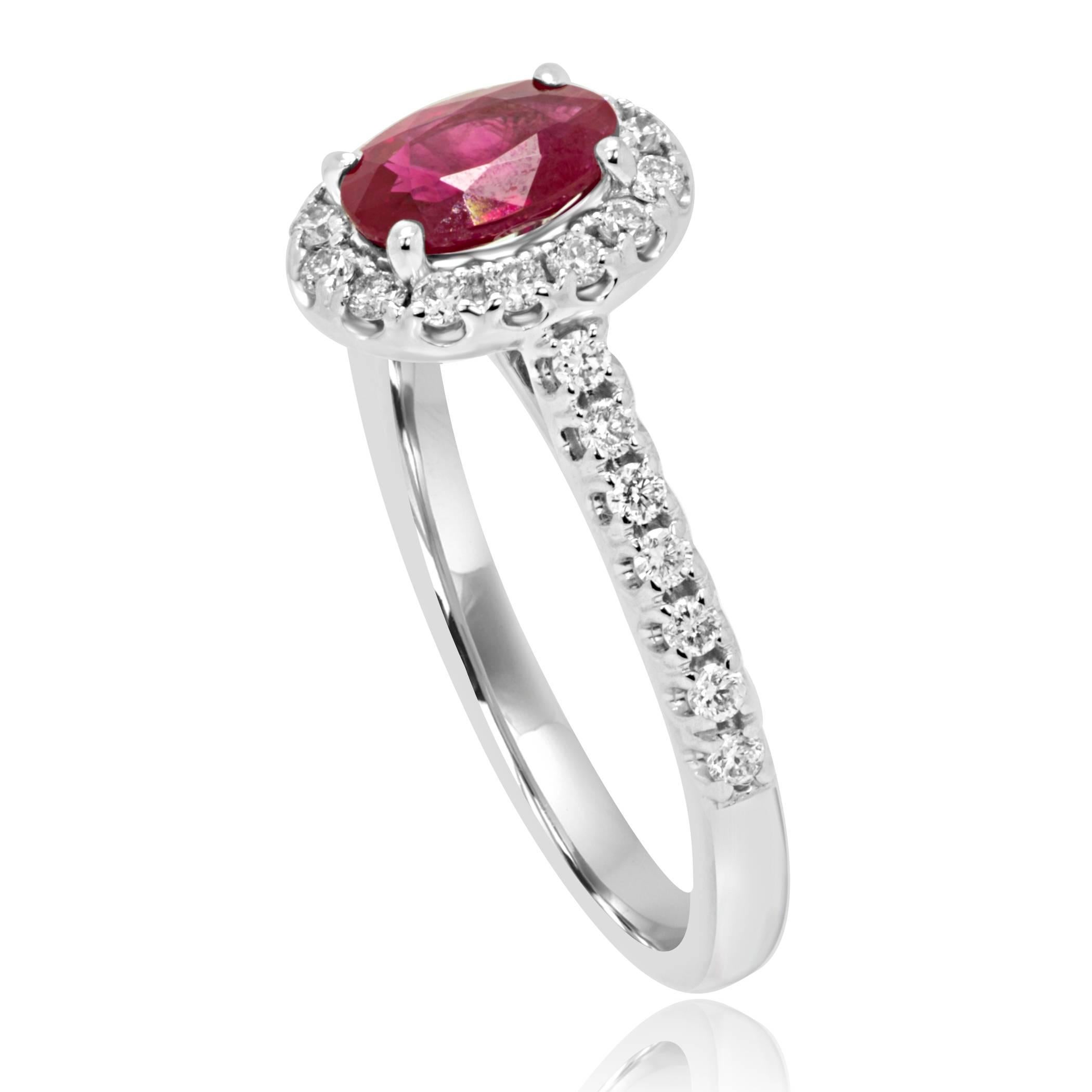 Oval Cut Ruby Oval White Diamond Round Halo Bridal Cocktail Fashion Gold Ring