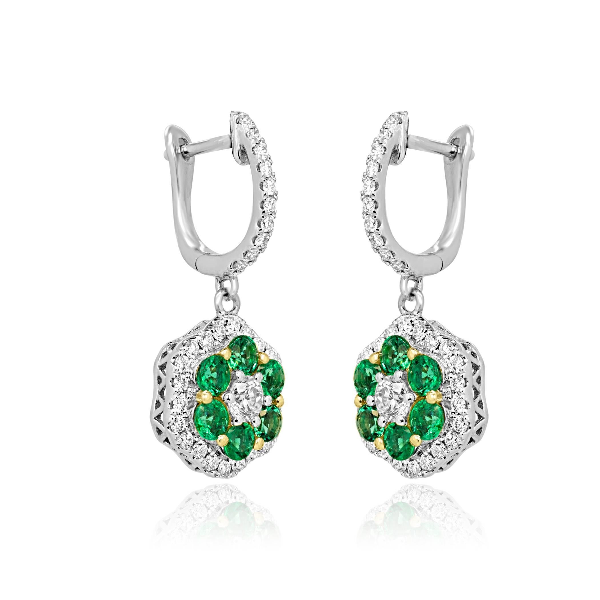 12 Emerald Round in Cluster Setting 1.12 Carat encircled in a Single Halo of White Diamond 0.89 Carat in 14K Yellow and White Gold Earring.

Style available in different price ranges. Prices are based on your selection of 4C's Cut, Color, Carat,