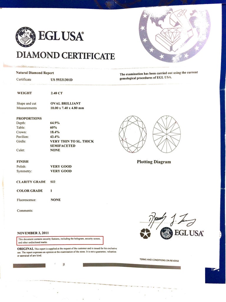 Certified 2.48 Carat Oval Diamond Halo White Gold Bridal Fashion ...
