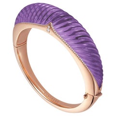 Armband aus 18 Karat Roségold, weißen Diamanten und geschnitztem Amethyst