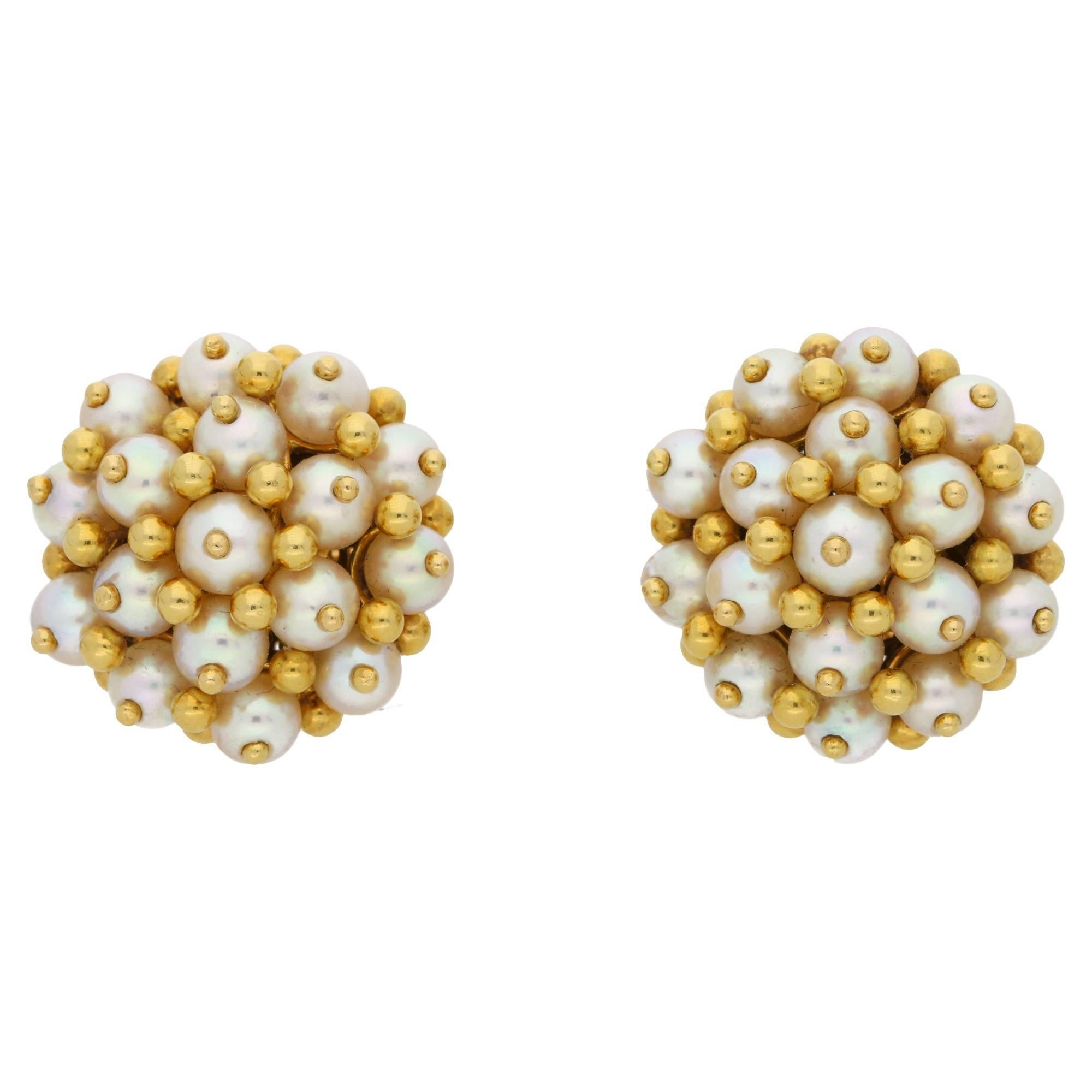 1950s Tiffany & Co. Pearl Cluster Ear Clips
