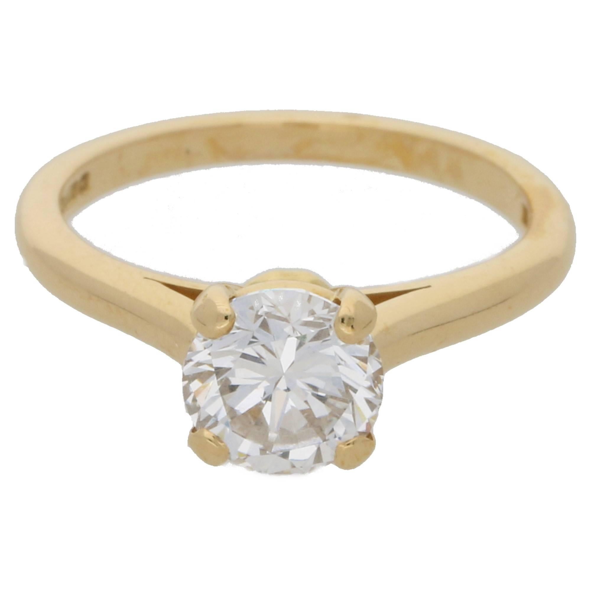 Cartier 1.25 Carat Single Stone Diamond Gold Ring