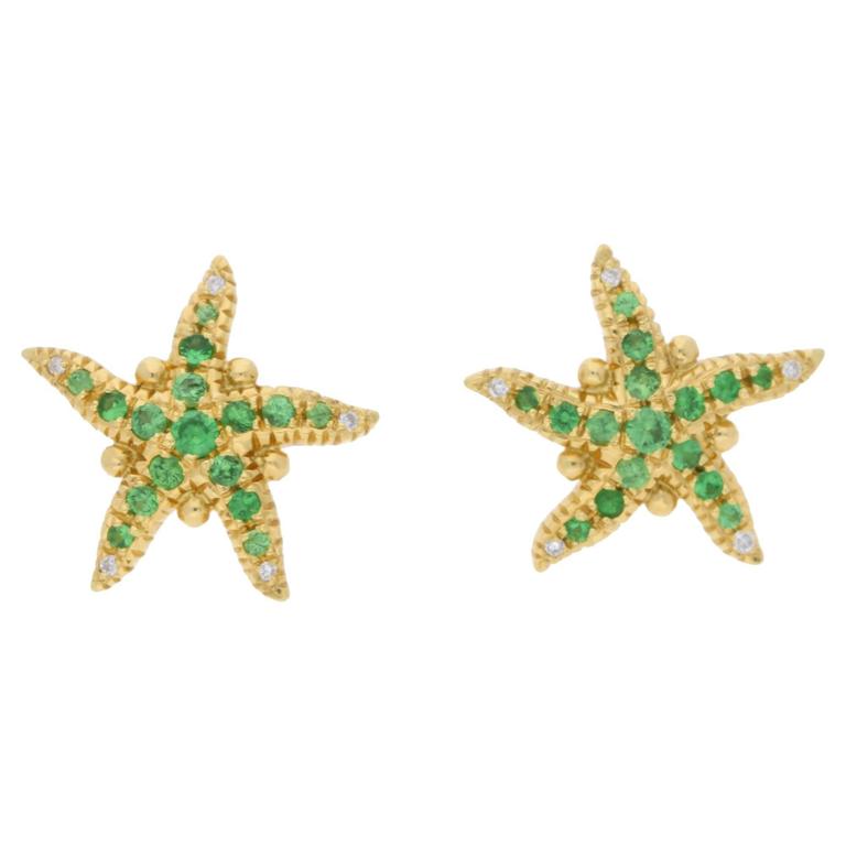 Temple St Clair Tsavorite Diamond Gold Starfish Earrings For Temple St Clair Tsavorite Diamond Gold Starfish Earrings For
