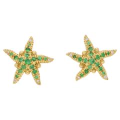 Temple St. Clair Tsavorite Diamond Gold Starfish Earrings 1